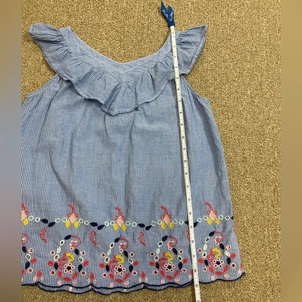 Gap Kids: Girls' Embroidered Blue / White Tank Top, Size XL